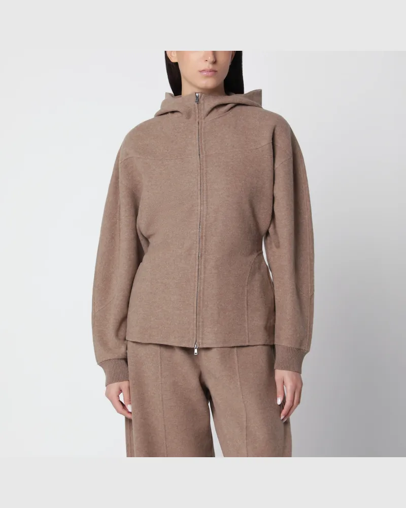 Max Mara Brown hooded sweatshirt in wool and cashmere Brown