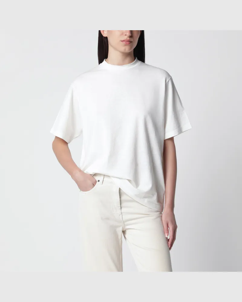 The Row T-Shirt Estavo aus leichtem Leinenjersey in Weiß White