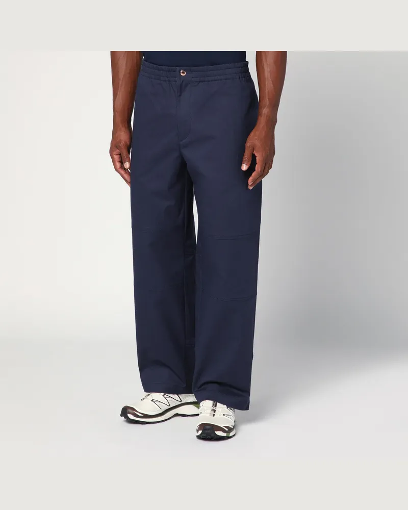 Moncler Blaue Hose aus Baumwoll-Gabardine Blue