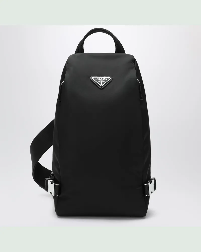 Prada Schwarzer Re-Nylon Rucksack mit einem Schulterriemen Black