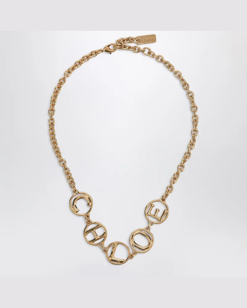 Chloé Script Choker in Vintage-Gold-Messing Metal