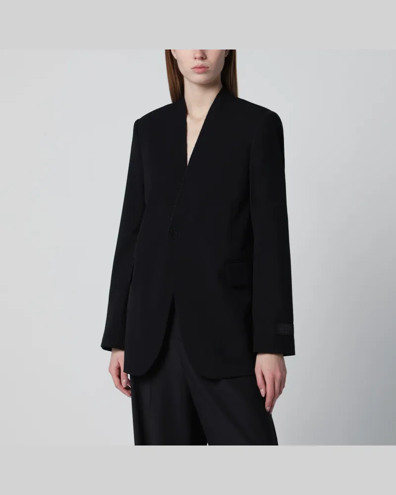 Maison Margiela Schwarzer einreihiger Blazer ohne Kragen 