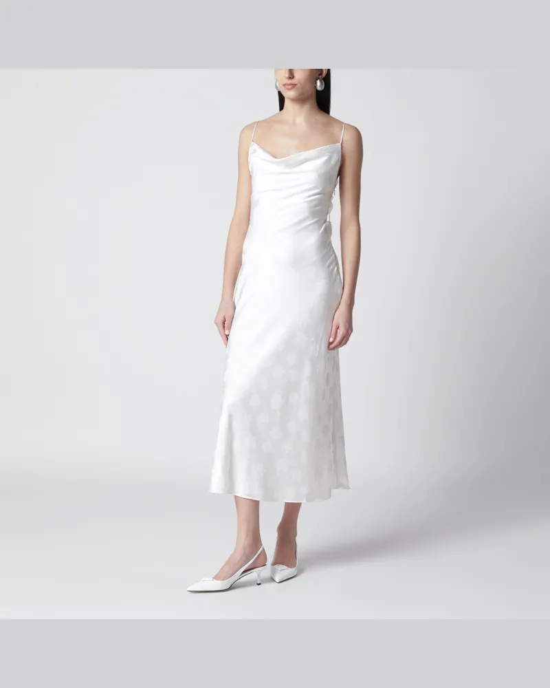 ROTATE Birger Christensen Weißes Midi-Kleid aus Damast White
