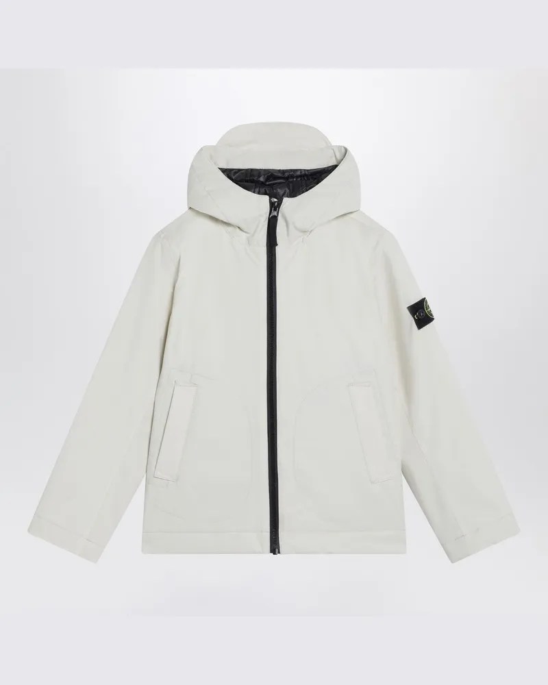 Stone Island Jacke mit Reißverschluss in Elfenbein aus Polyester-Canvas Weiß