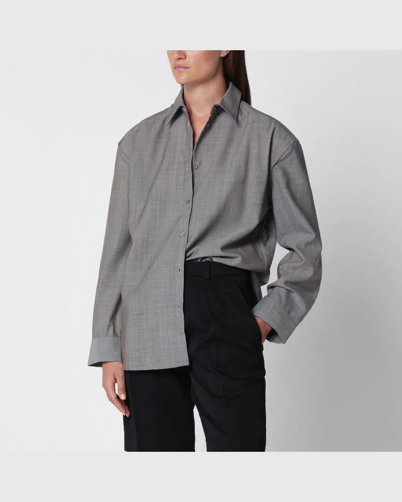 FRANKIE Shop Bina taupefarbenes Hemd aus Wolle Beige