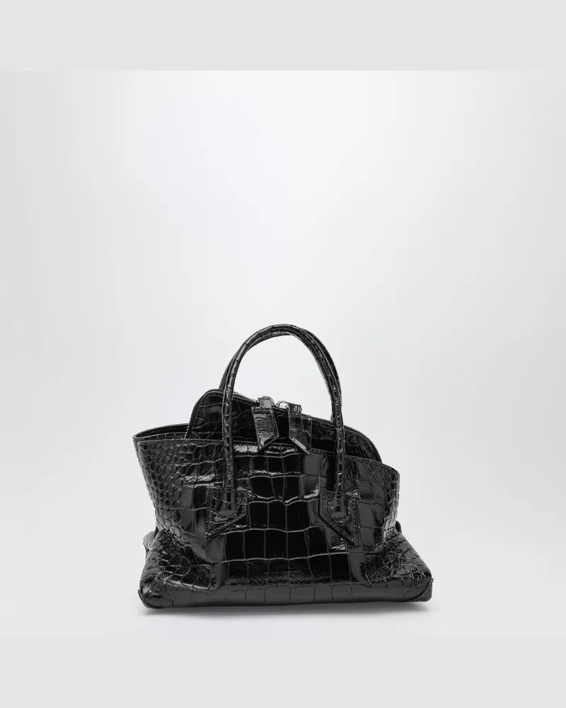 ATTICO La Passeggiata Mini Tasche in Schwarz aus Leder mit Krokoprägung Black