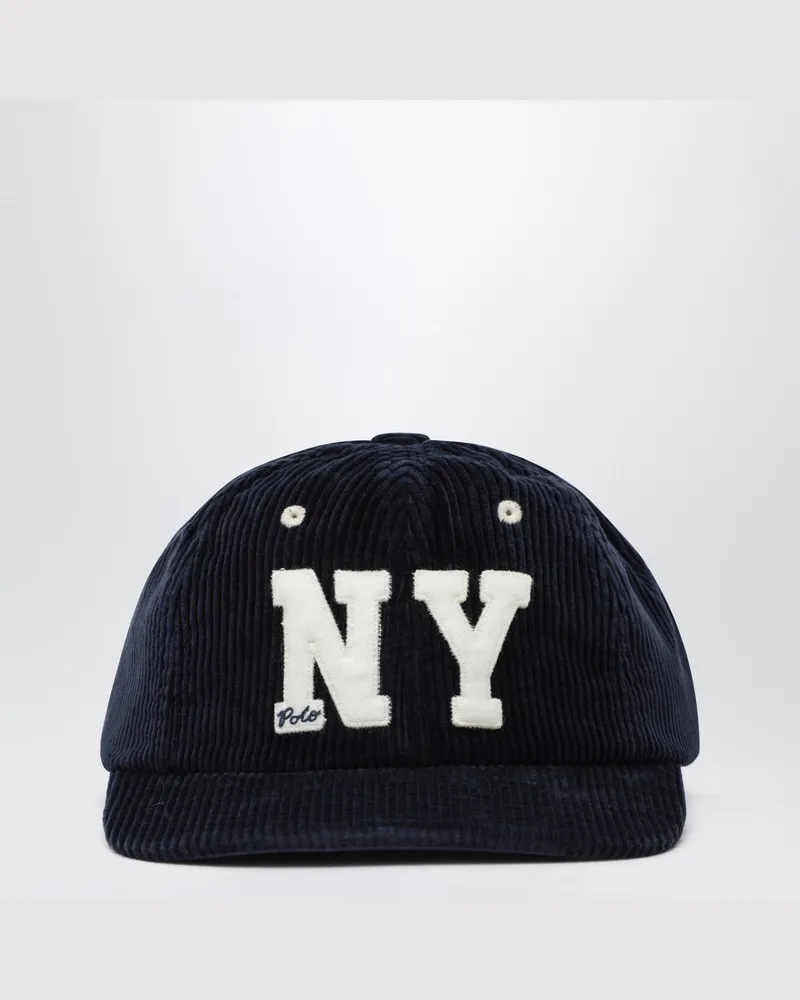 Ralph Lauren Blaue Baseballkappe aus Cord Blau