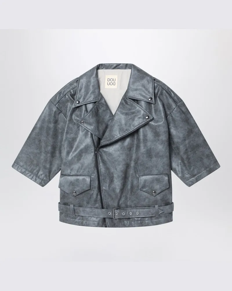 DOUUOD Over Calamita Bikerjacke grau in Kunstleder Grau