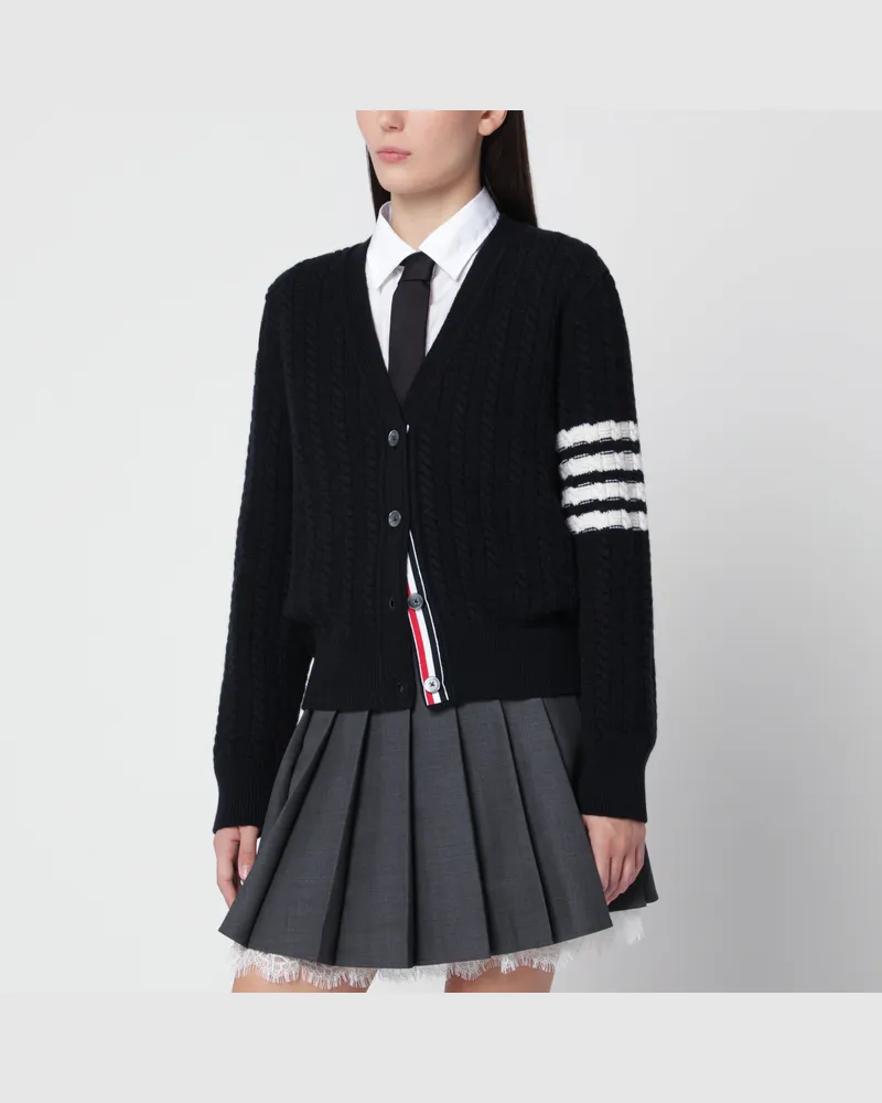 Thom Browne Navyfarbener Anchor 4-Bar Cardigan aus Wolle Blue