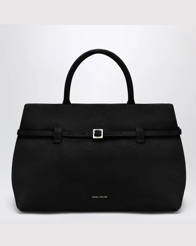 Manu Atelier Le Cambon 35 Tasche aus schwarzem Wildleder Black