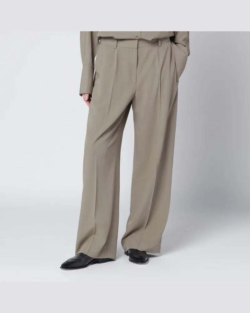 Totême Taupefarbene Hose aus Wollmischung Beige