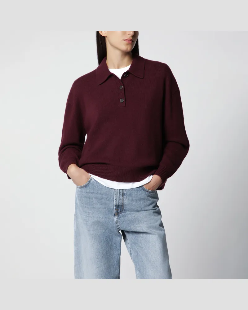 Anine Bing Polopullover aus Kaschmir in Burgunder Burgundy