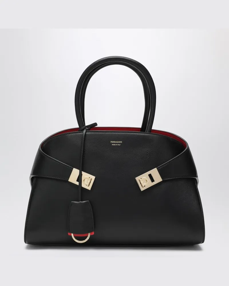 Ferragamo Hug M Handtasche schwarz/rot aus Leder Schwarz