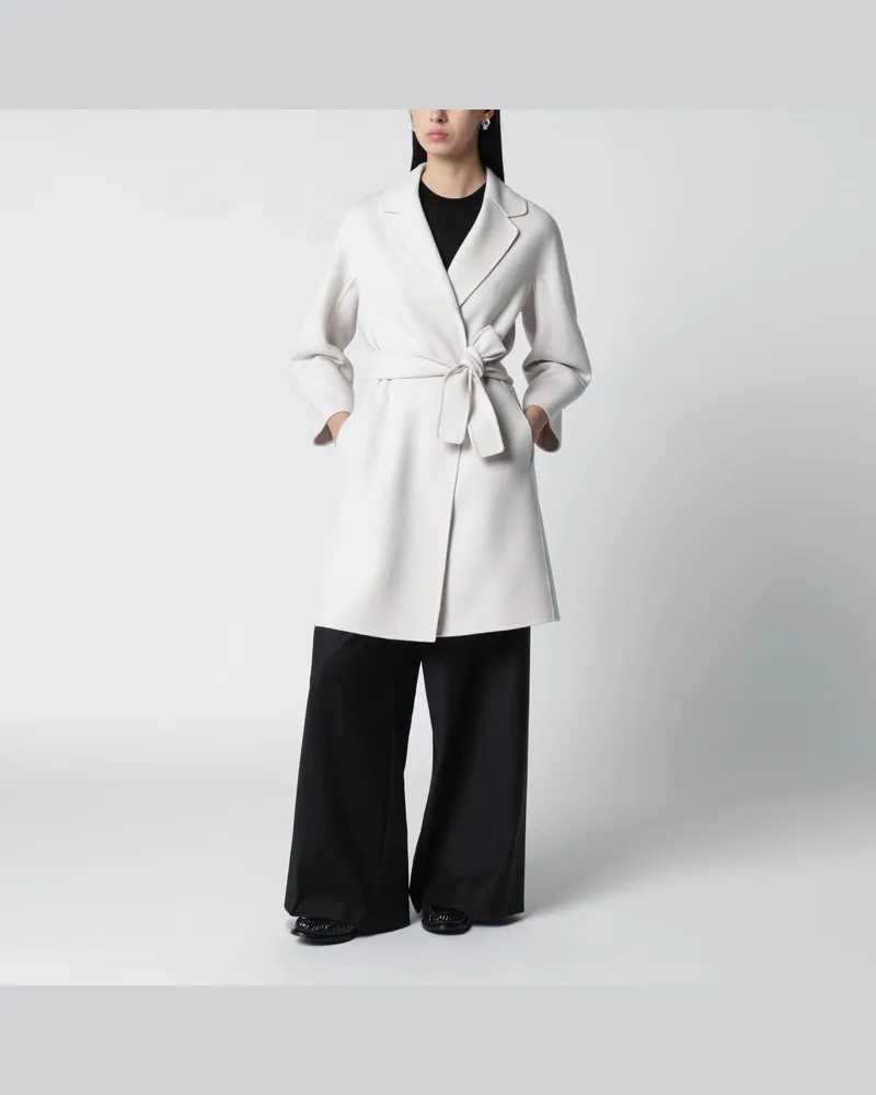 Max Mara Kurzer elfenbeinfarbener Double-Wollmantel Beige