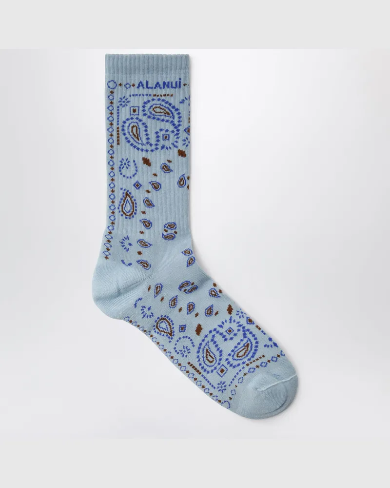 Alanui Staubblaue Bandana-Socken aus Baumwollmischgewebe Light
