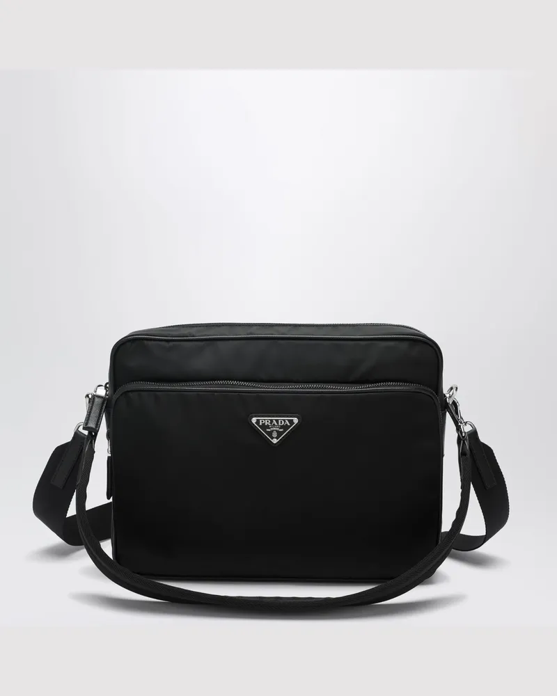 Prada Umhängetasche aus Nylon und Leder in Schwarz Black