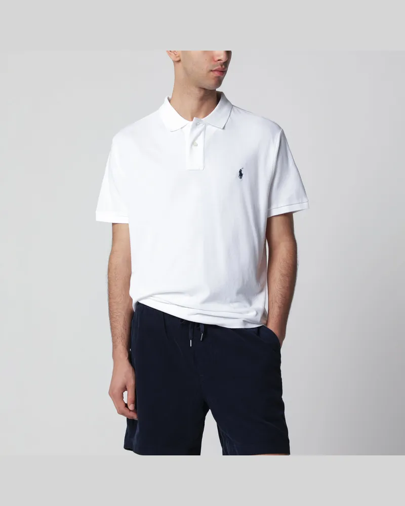 Ralph Lauren Weißes Custom Slim-Fit Poloshirt aus Baumwolle White