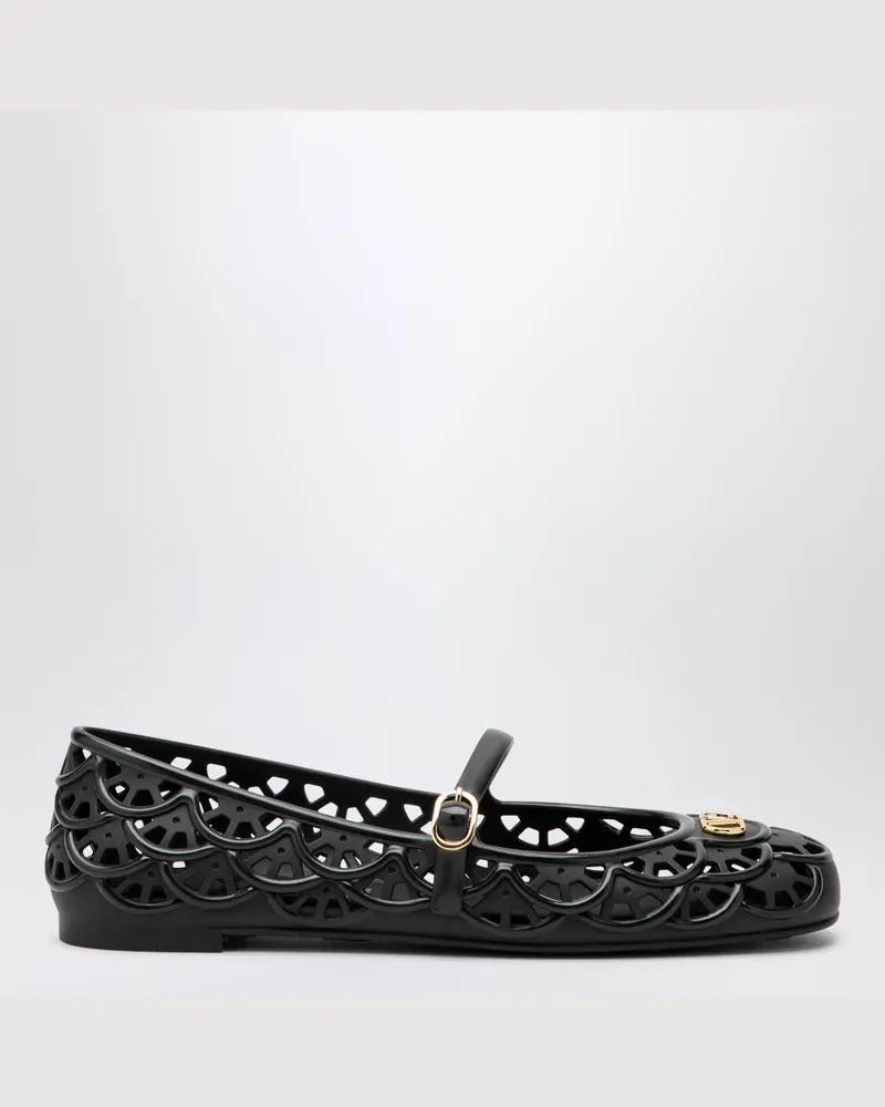 Valentino Garavani VLogo Signature Ballerinas aus schwarzem Gummi Black