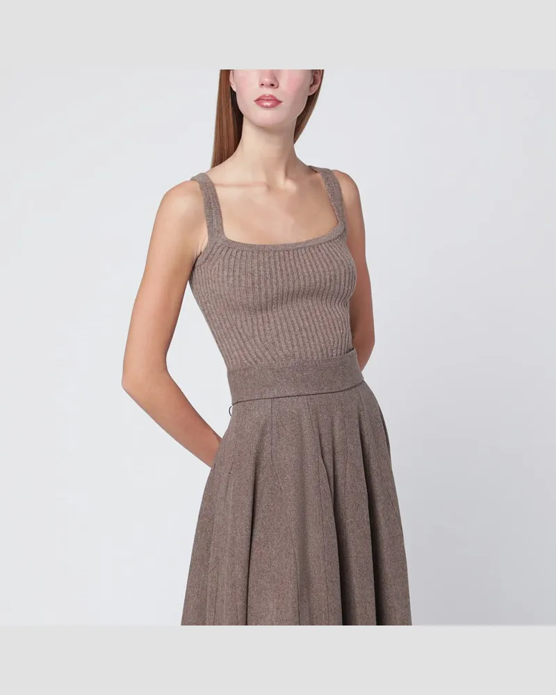 Max Mara Haselnussfarbener Top aus Wolle und Kaschmir Beige