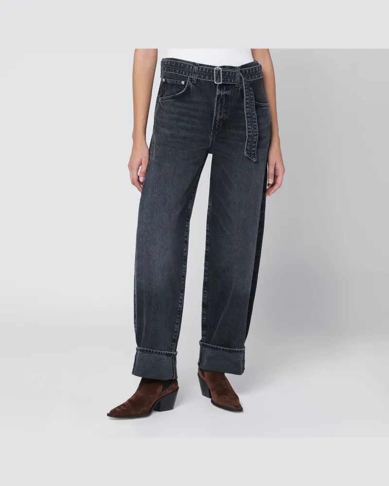 AGOLDE Jeans Cuffer Taper grau mit verwaschenem Effekt Schwarz