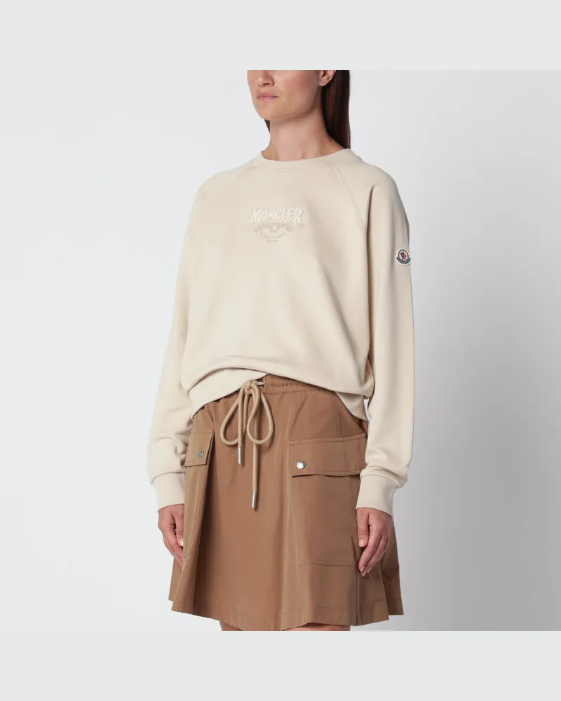 Moncler Hellbeiges Sweatshirt mit Logo-Stickerei Beige