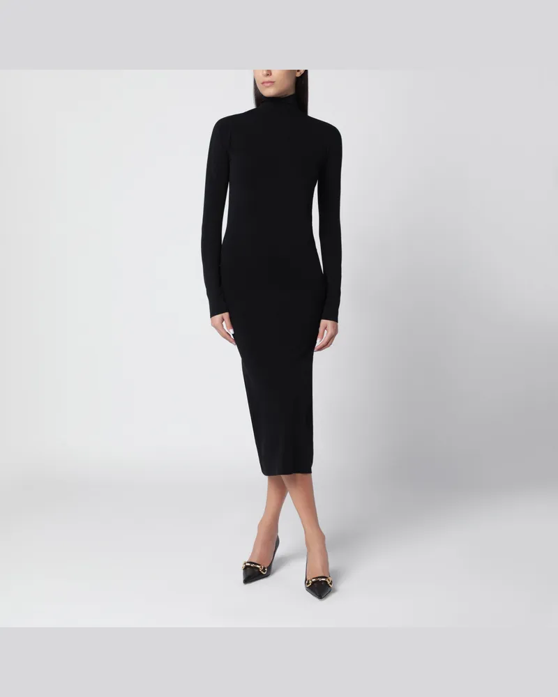 Gucci Schwarzes Midi-Rollkragenkleid Black