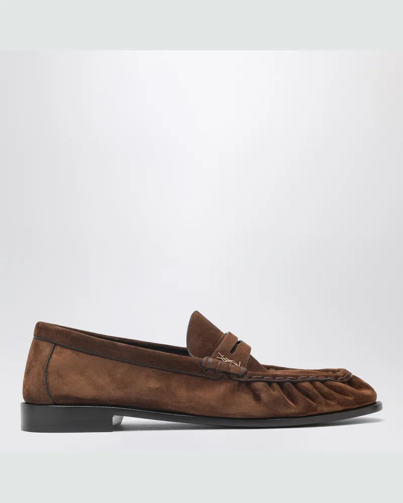 Saint Laurent Le Loafer Dark Havana Mokassins aus Wildleder Brown
