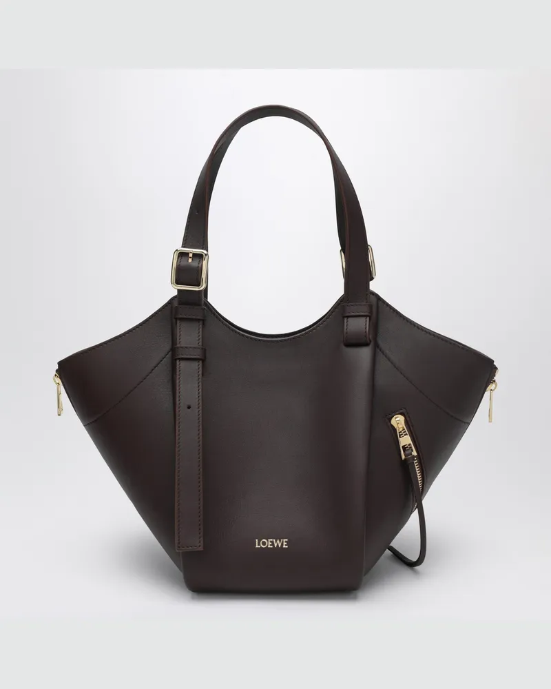 Loewe Hammock Flip Dark Chestnut Tasche aus Leder Brown