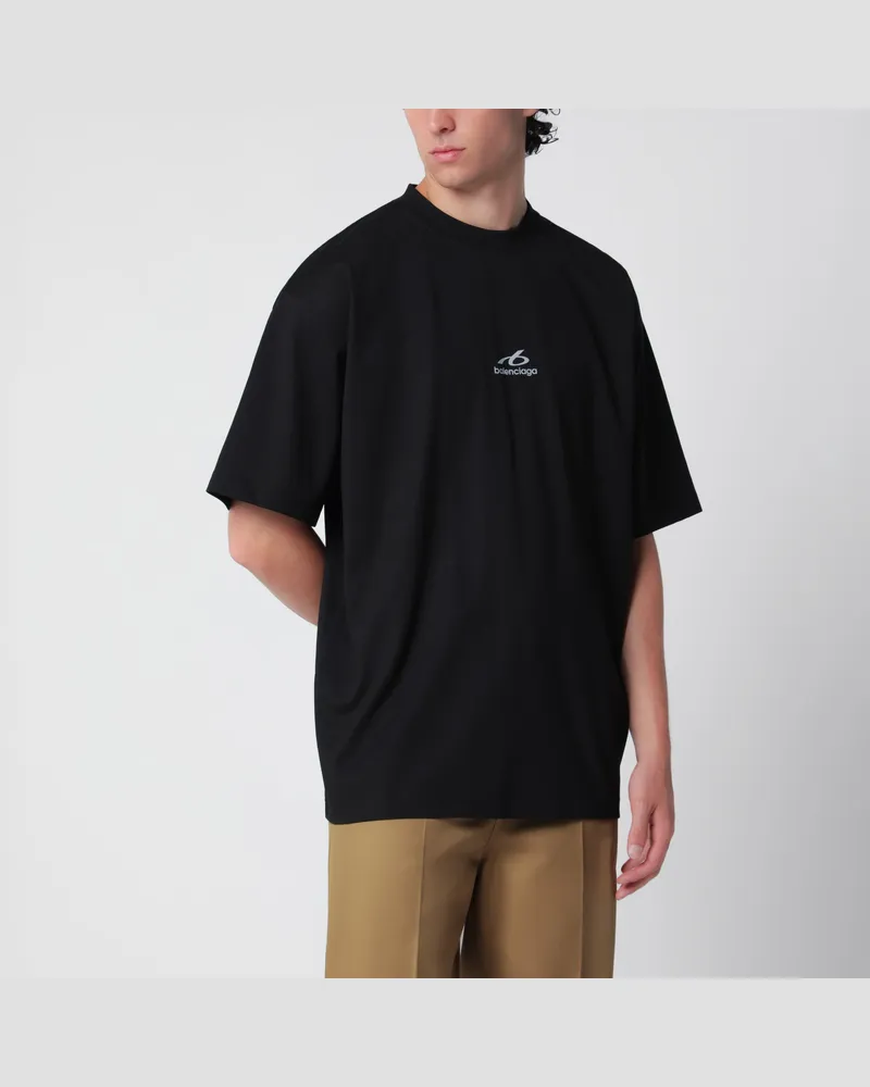 Balenciaga Schwarzes Bodies T-Shirt mit regulärer Passform Black