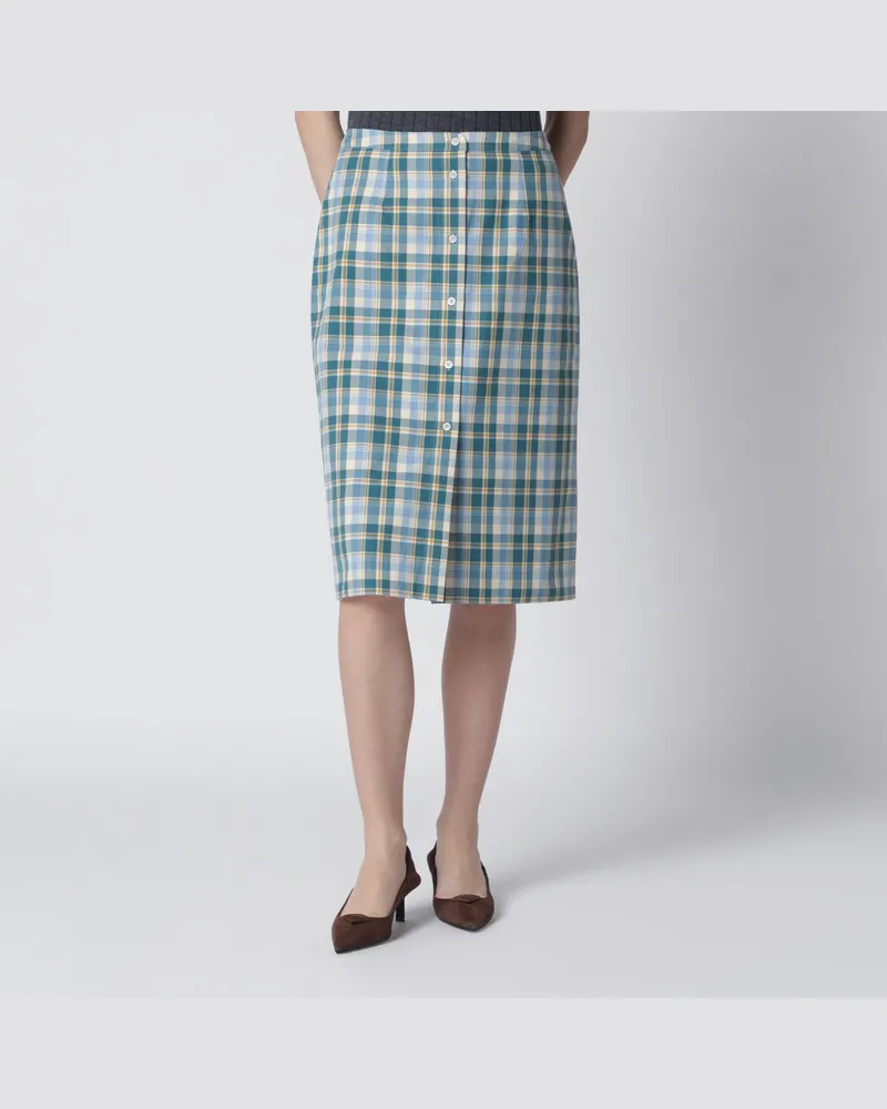 Prada Bleistiftrock in Ottanio mit Checkmuster Multicolor