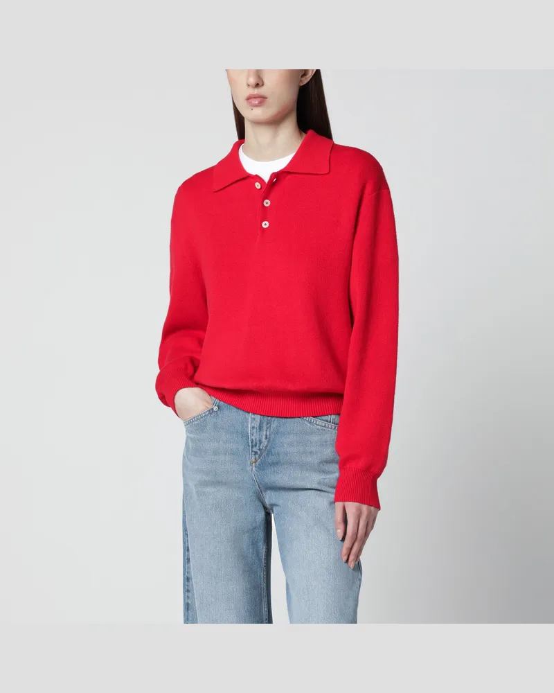 Dunst Roter Polopullover aus Baumwolle und Kaschmir Red