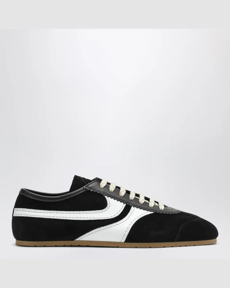Dries van Noten Schwarzer und weißer Sneaker aus Leder und Wildleder Black