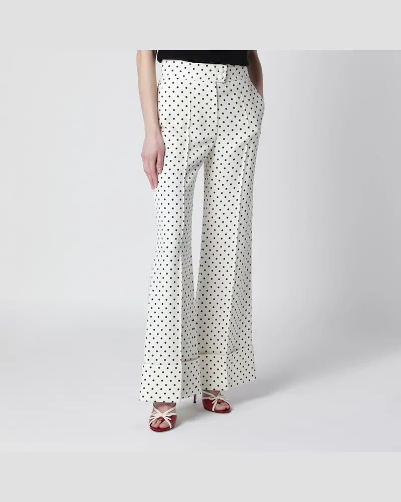 Valentino Garavani Elfenbeinfarbene Supergran-Hose mit Plusdepois-Print Beige