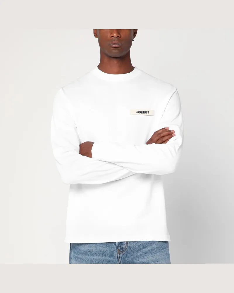 Jacquemus Weißes Langarm-T-Shirt aus Baumwolle Weiß