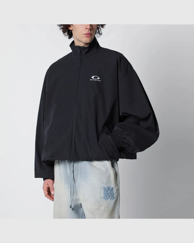Balenciaga Schwarze gewaschene Loop Sports Icon Jacke mit Reißverschluss Black