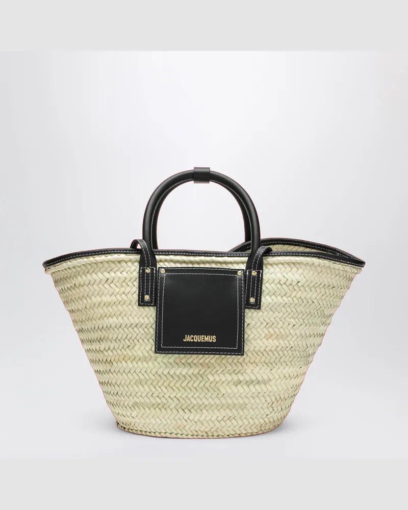 Jacquemus Le Panier Soli Handtasche aus schwarzem Raffiabast Black