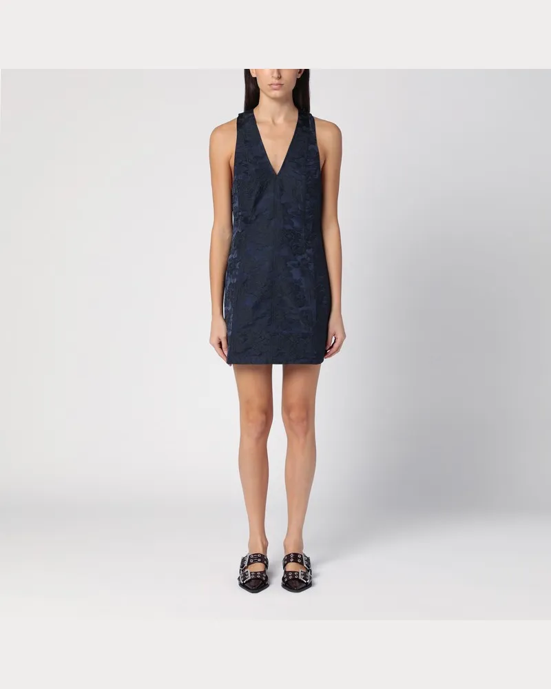 Ganni Marineblaues Minikleid mit Knotendetail Blau