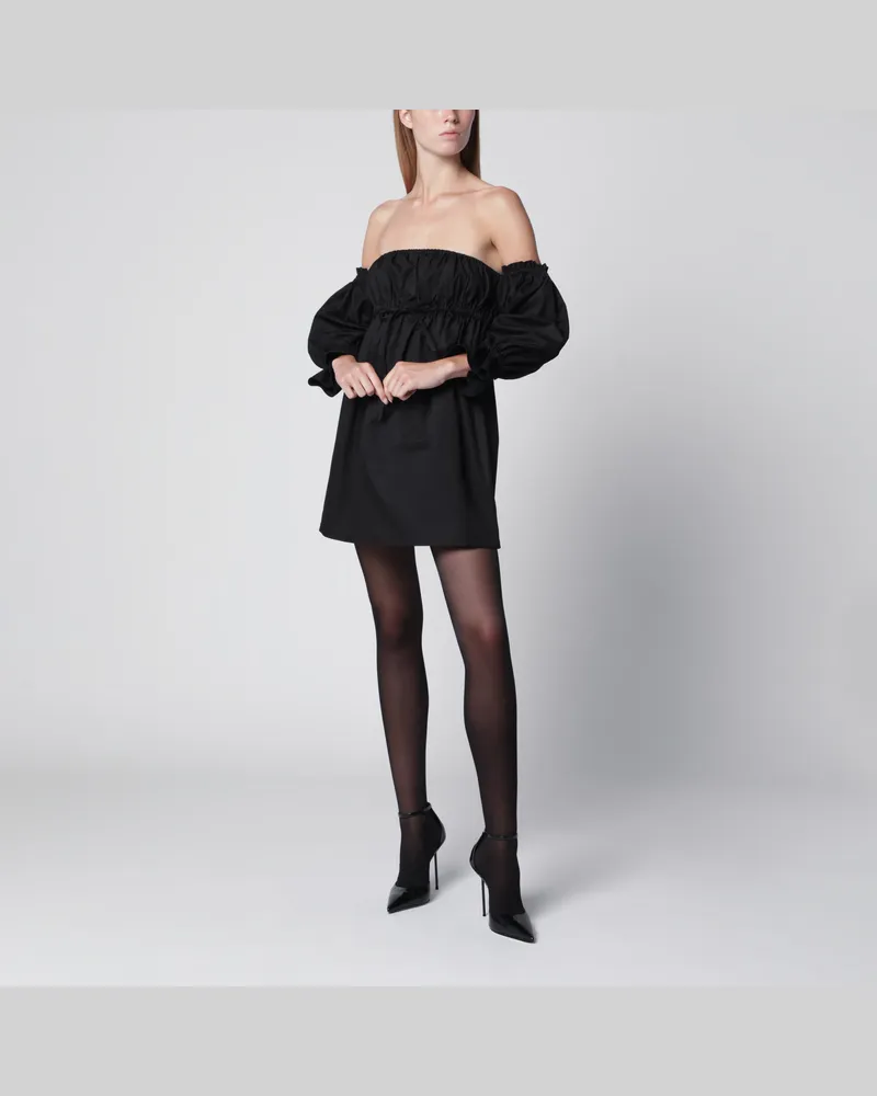 Saint Laurent Schwarzes Minikleid mit schulterfreiem Ausschnitt Black