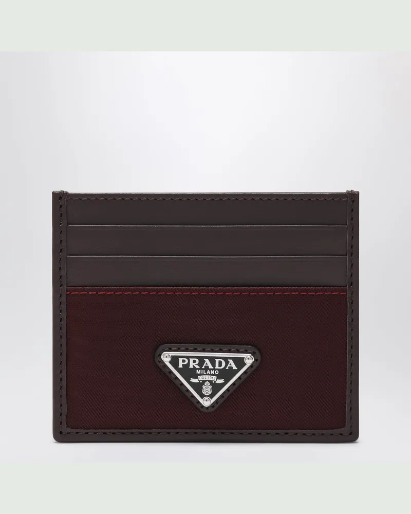 Prada Speedrock-Brieftasche aus Re-Nylon und burgunderrotem Leder Burgundy