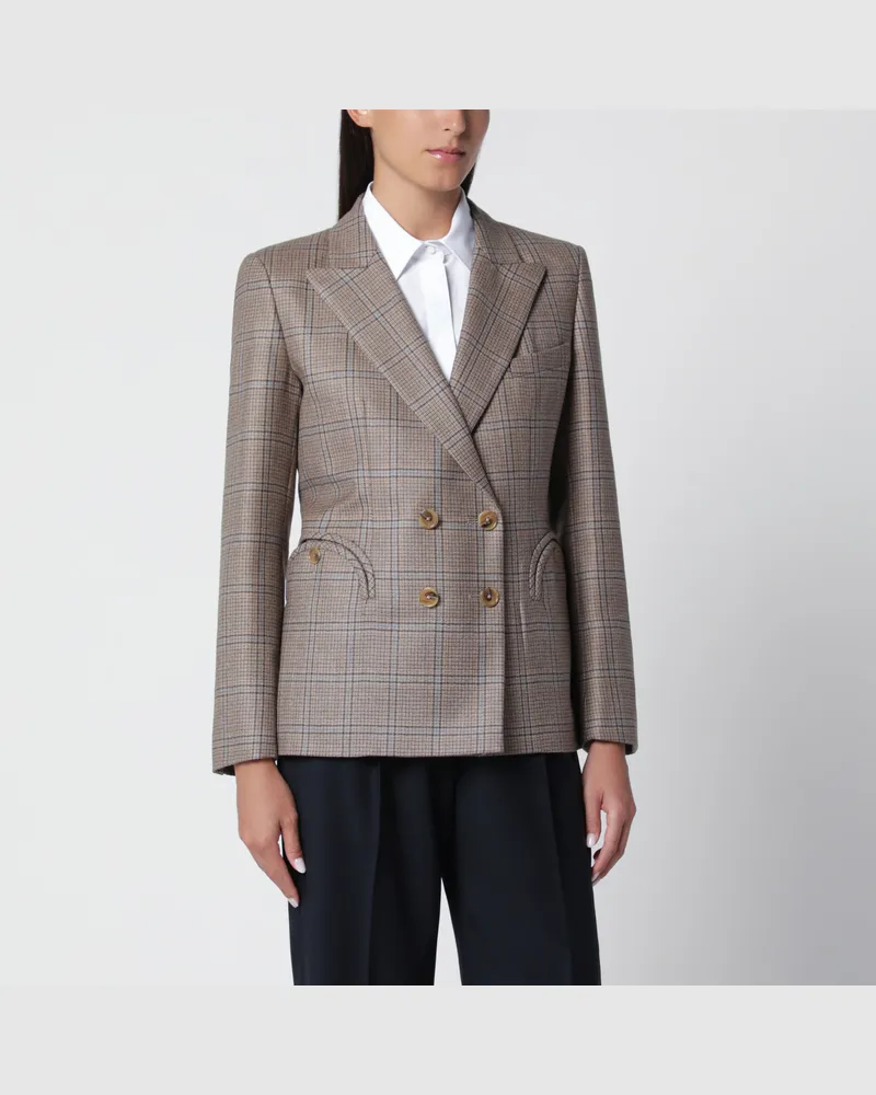 Blazé Milano Doppelreihige Saona Charmer Jacke in Beige mit Karomuster Beige