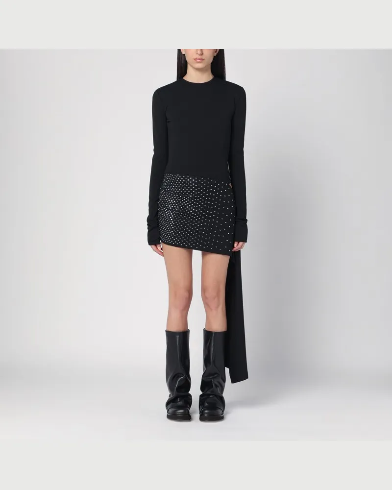 ATTICO Schwarzes Minikleid mit Thermostrass Schwarz