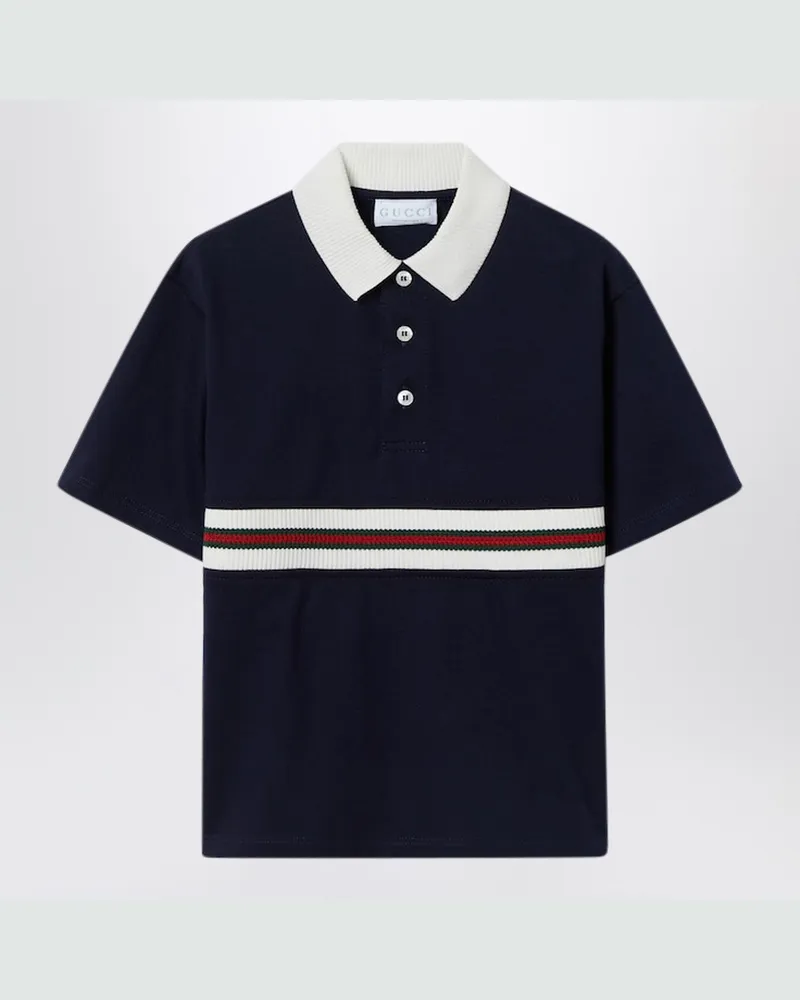 Gucci Dunkelblaues Polo mit Web-Detail Blue