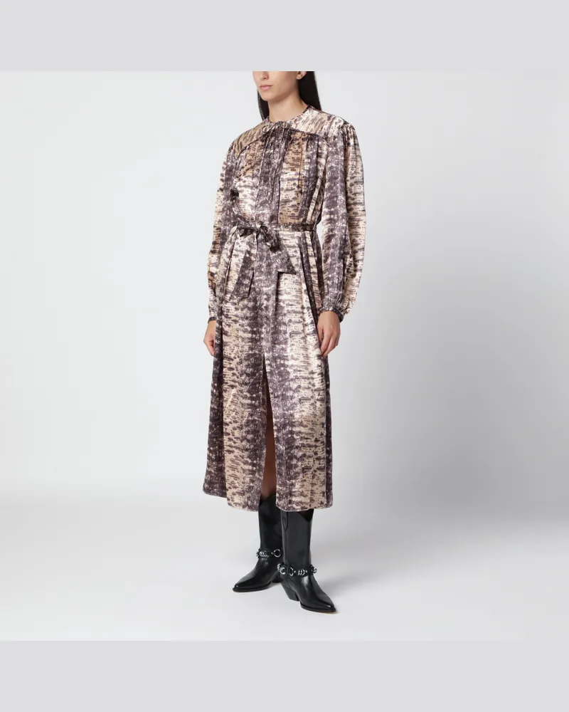Isabel Marant Beigefarbenes Seiden-Midikleid mit Gürtel Beige
