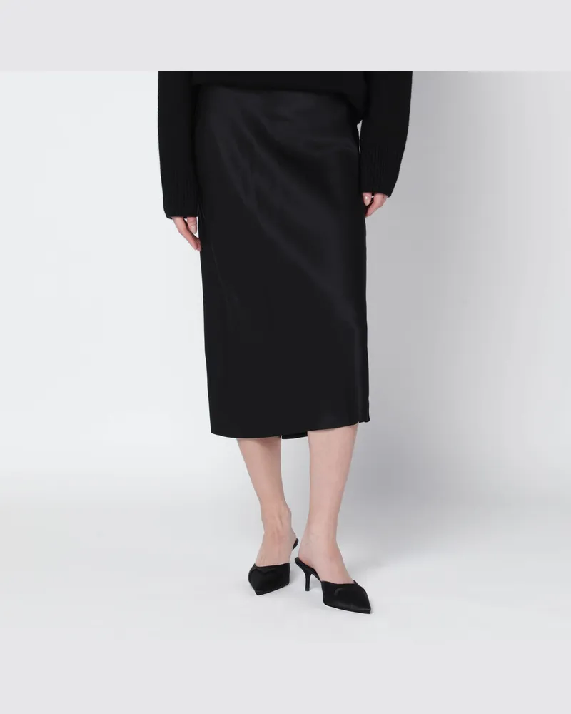 Anine Bing Schwarzer Bar-Midirock aus Seide 