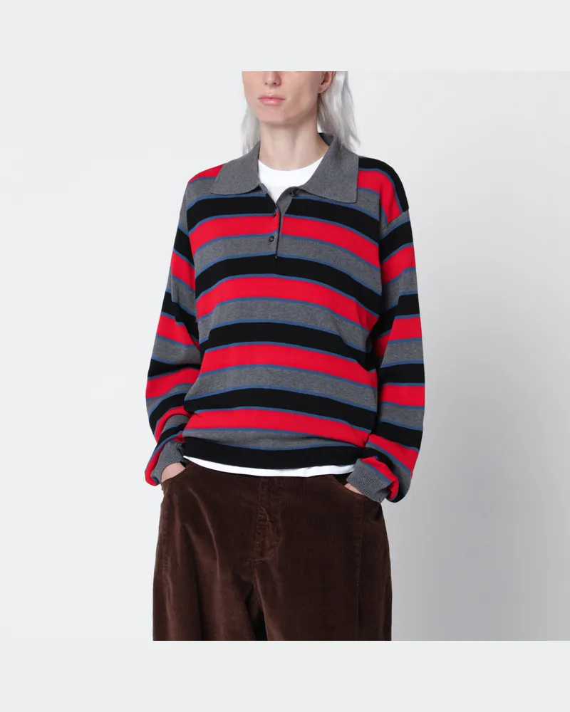 CORDERA Oversize-Poloshirt mit mehrfarbigen Streifen aus Baumwolle Multicolor