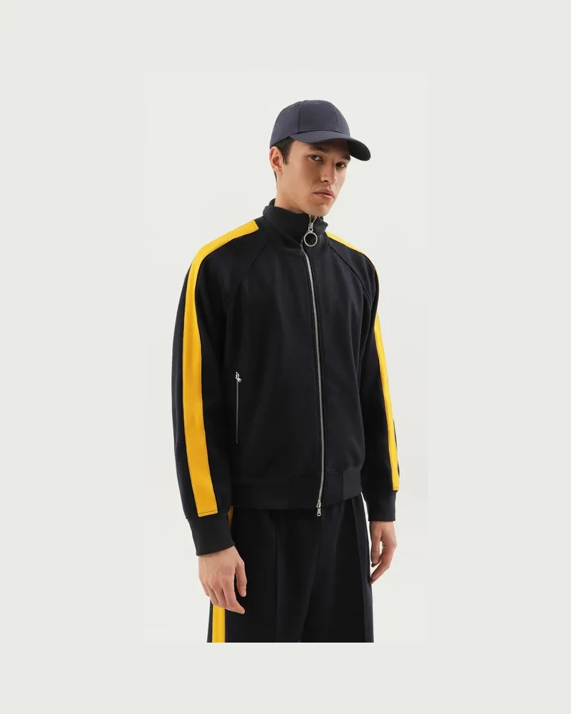 1989 STUDIO Graue Jacke mit seitlichen Streifen Blau