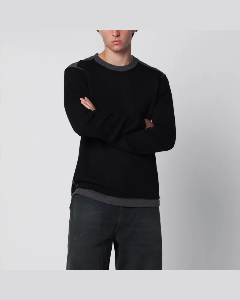 Maison Margiela Rundhalspullover mit versetztem Frontpanel schwarz-grau Black