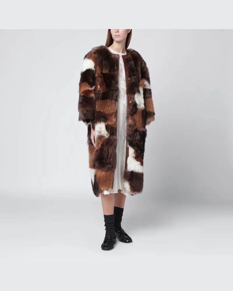 Prada Patchwork-Lammfellmantel Mehrfarbig