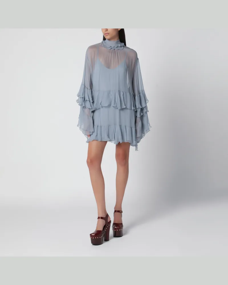 Chloé Minikleid aus Seidenmusselin in Puderblau Light