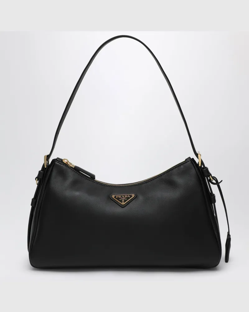 Prada Aimée mittelgroße schwarze Lederhandtasche Black